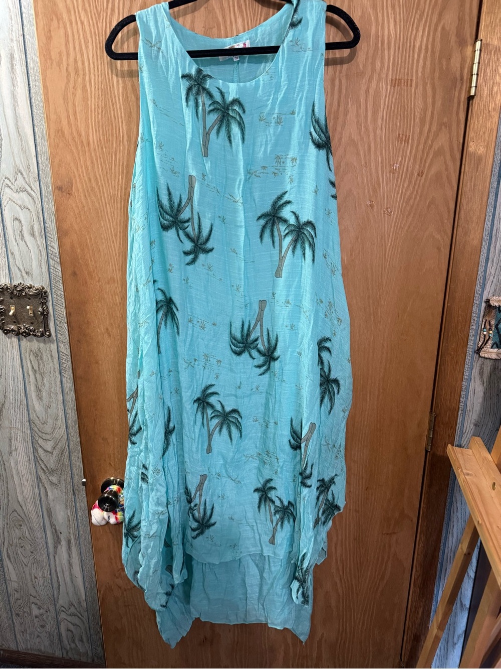 Women’s Aqua Palm-Print Dress